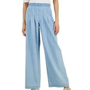 INC International Concepts High Rise Chambray Wide‑Leg Pants Large